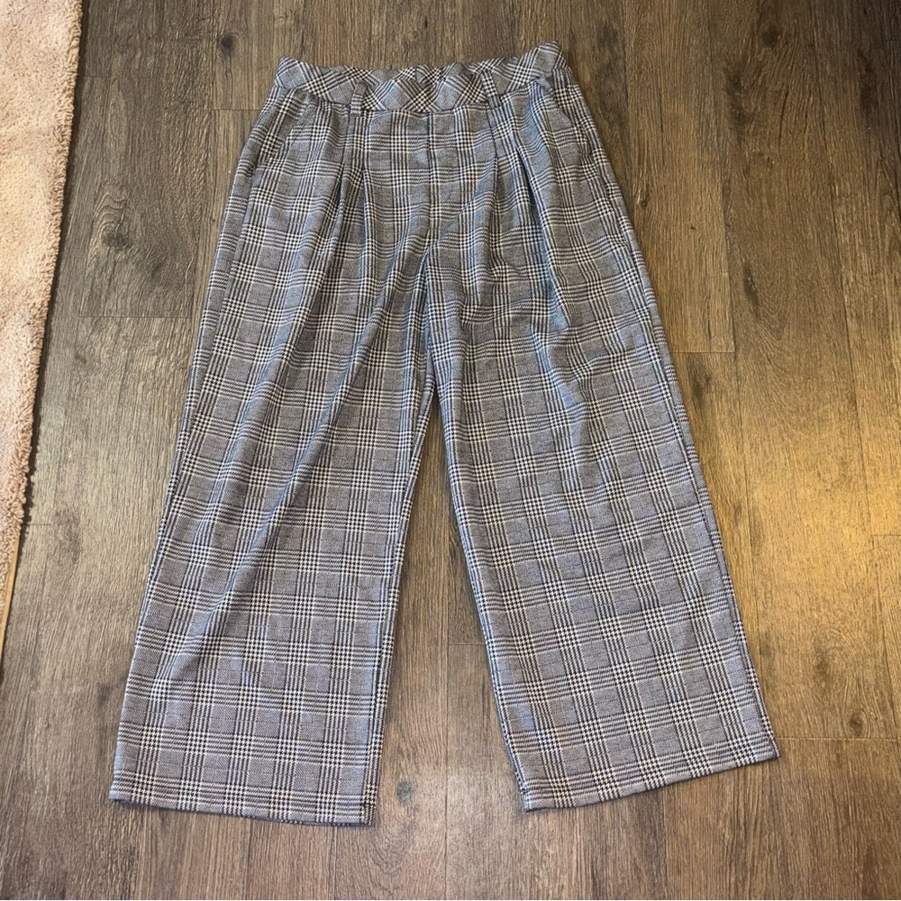 HALARA Gray Plaid Wide-Leg Pants XL